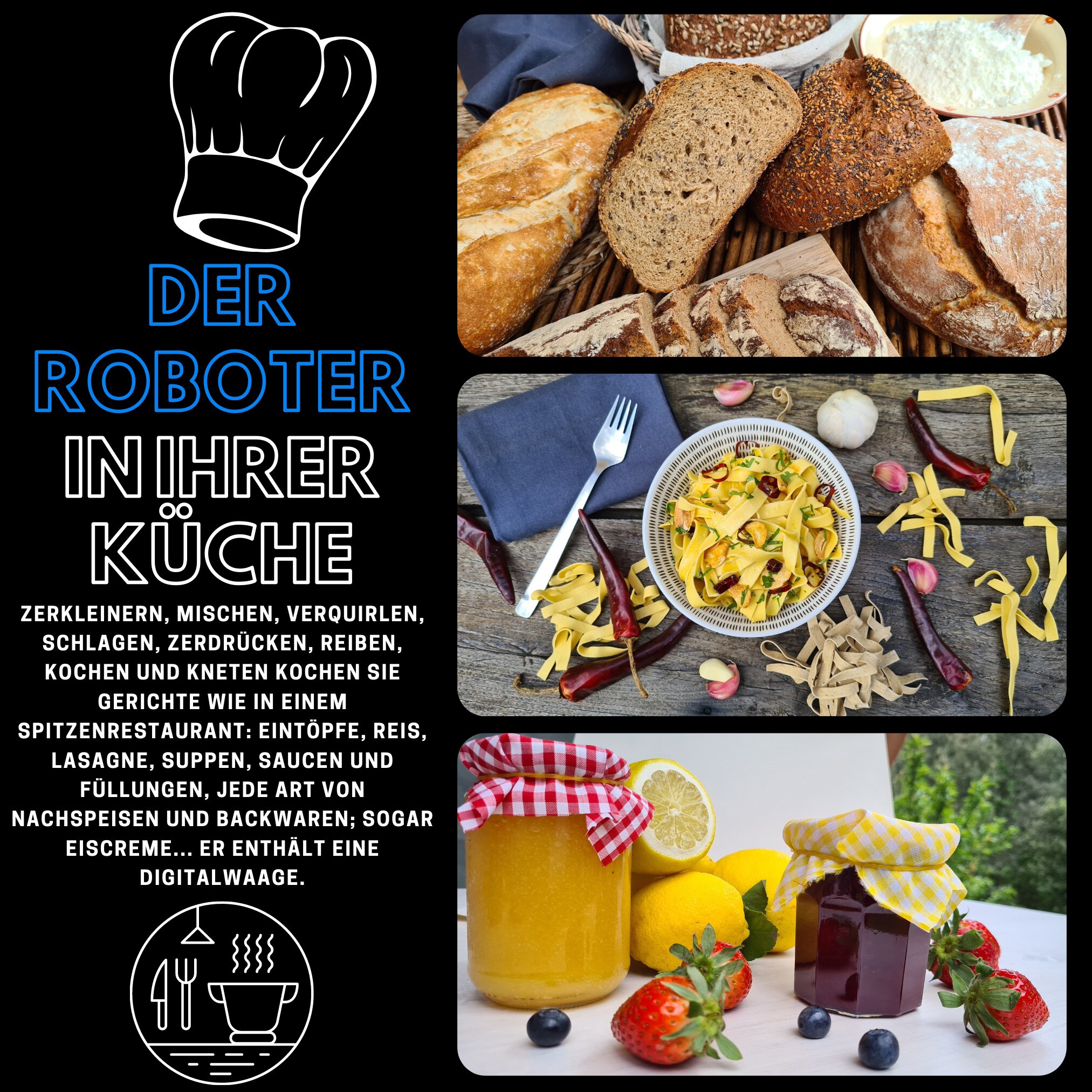 Best Direct® Küchenmaschine mit Kochfunktion - Mixer - Dampfgarer Chef O Matic Kitchen Robot