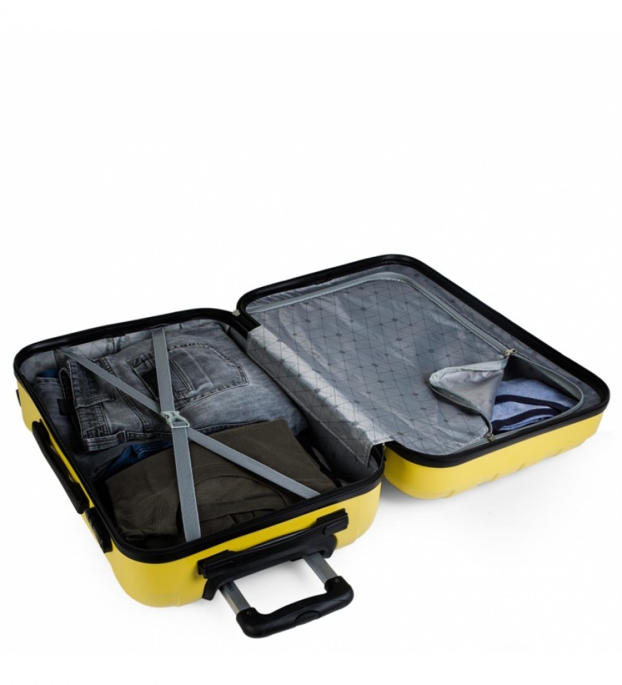 Conjunto de malas rígidas ITACA com 4 rodas 771115 Amarelas