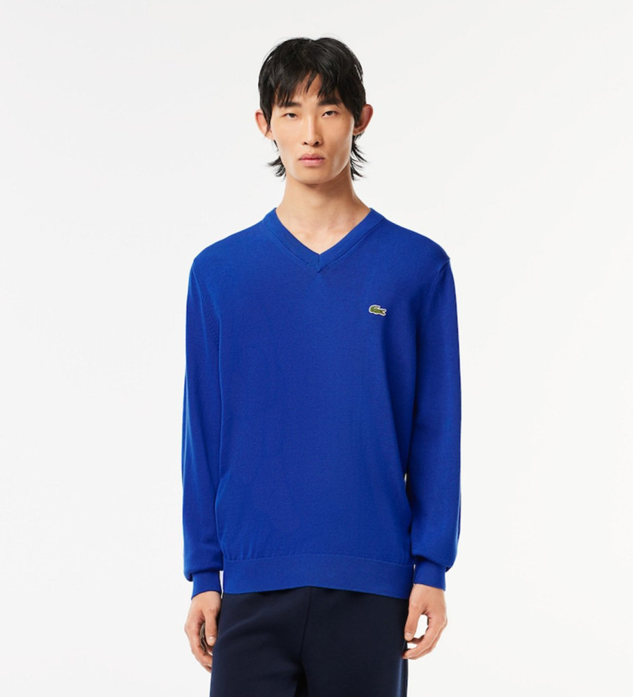 Suéter Lacoste com decote em V azul