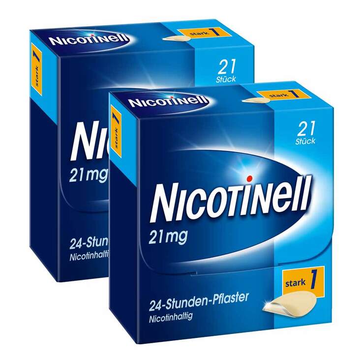 NICOTINELL 21 mg / 24-Stunden-Nikotinpflaster, Pflasterstärke Stark (1), 2x21 St