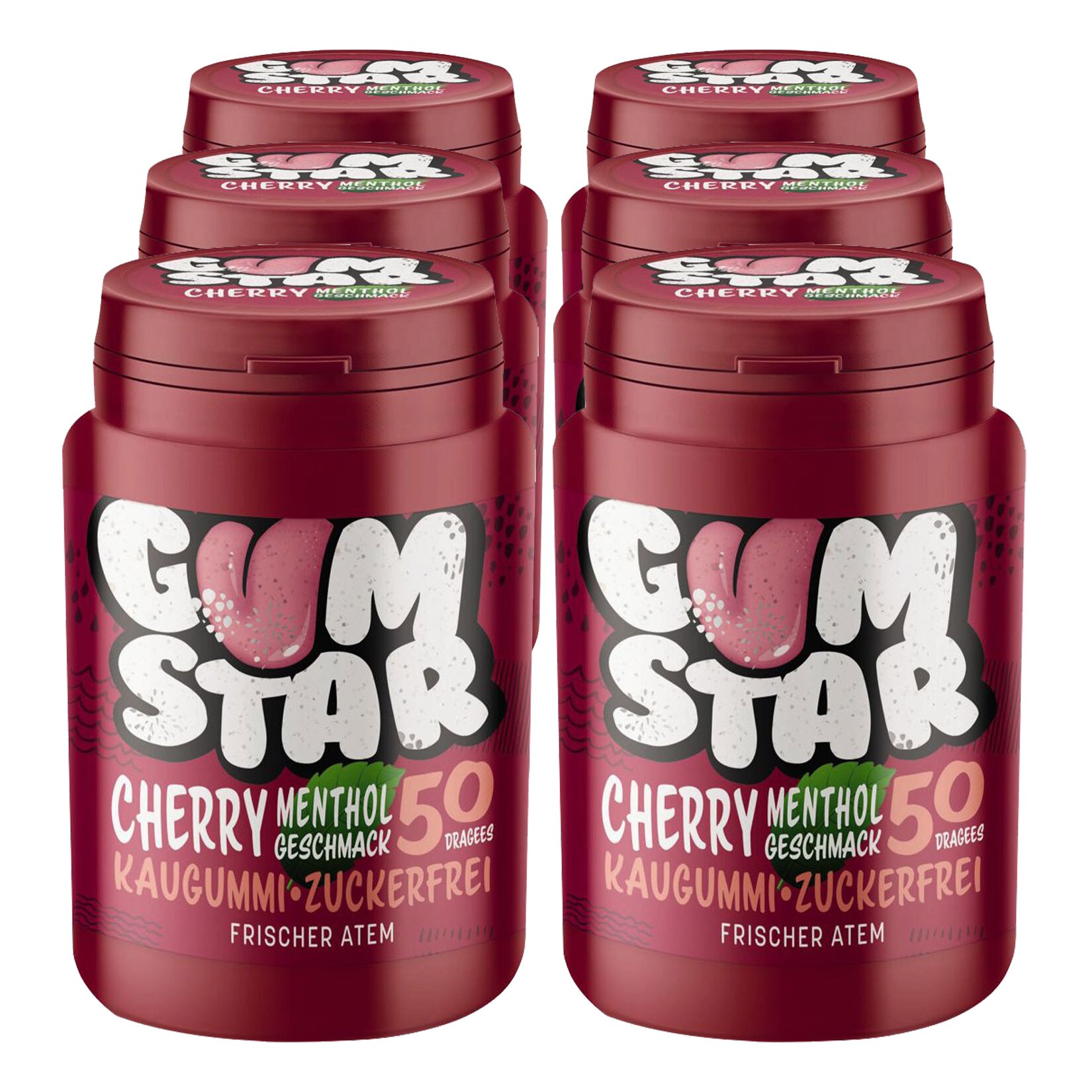 Gumstar Cherry Menthol Kaugummi 50 Stück, 6er Pack