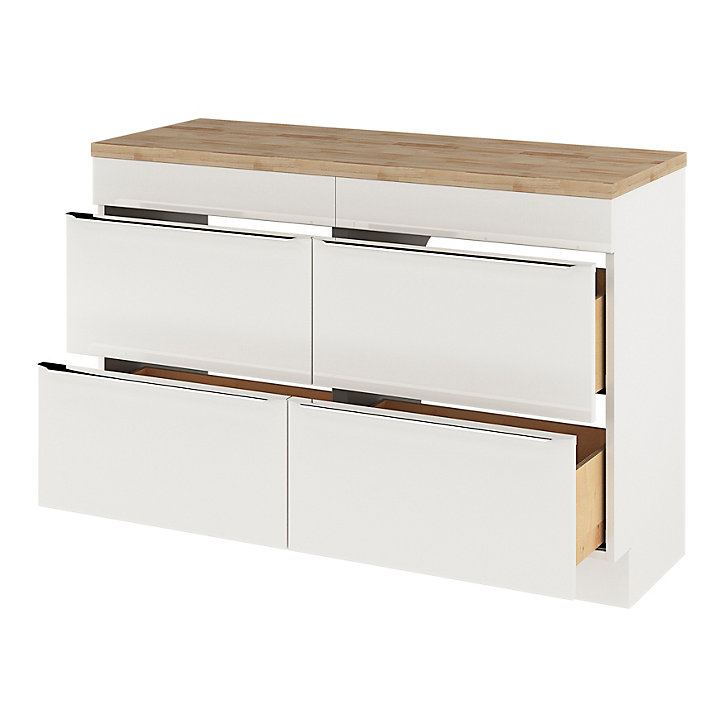Ensemble salle de bains l.120 cm meuble à poser Imandra blanc + plan de toilette chêne