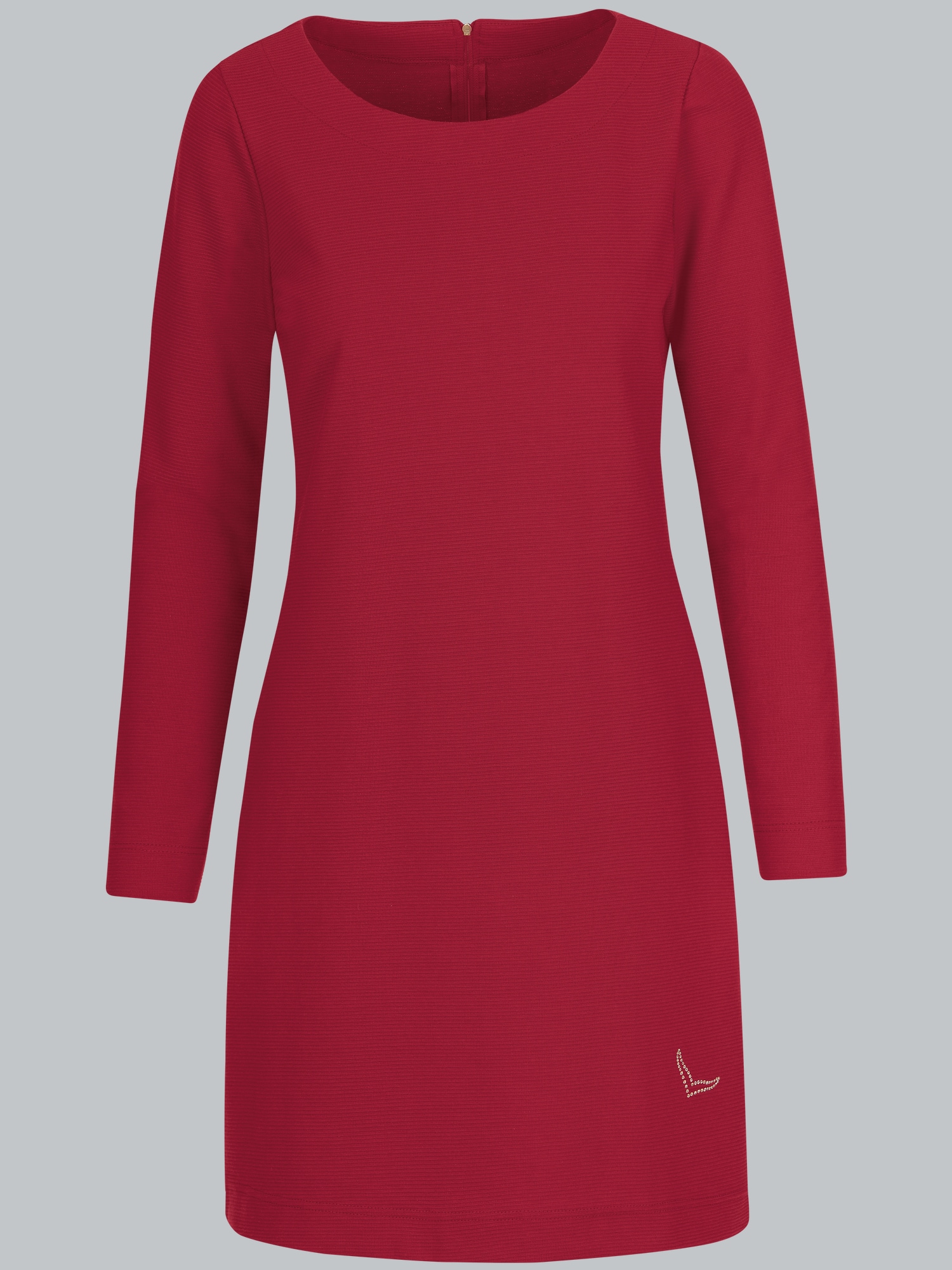 Knielanges Kleid mit langen Ärmeln Rubin
