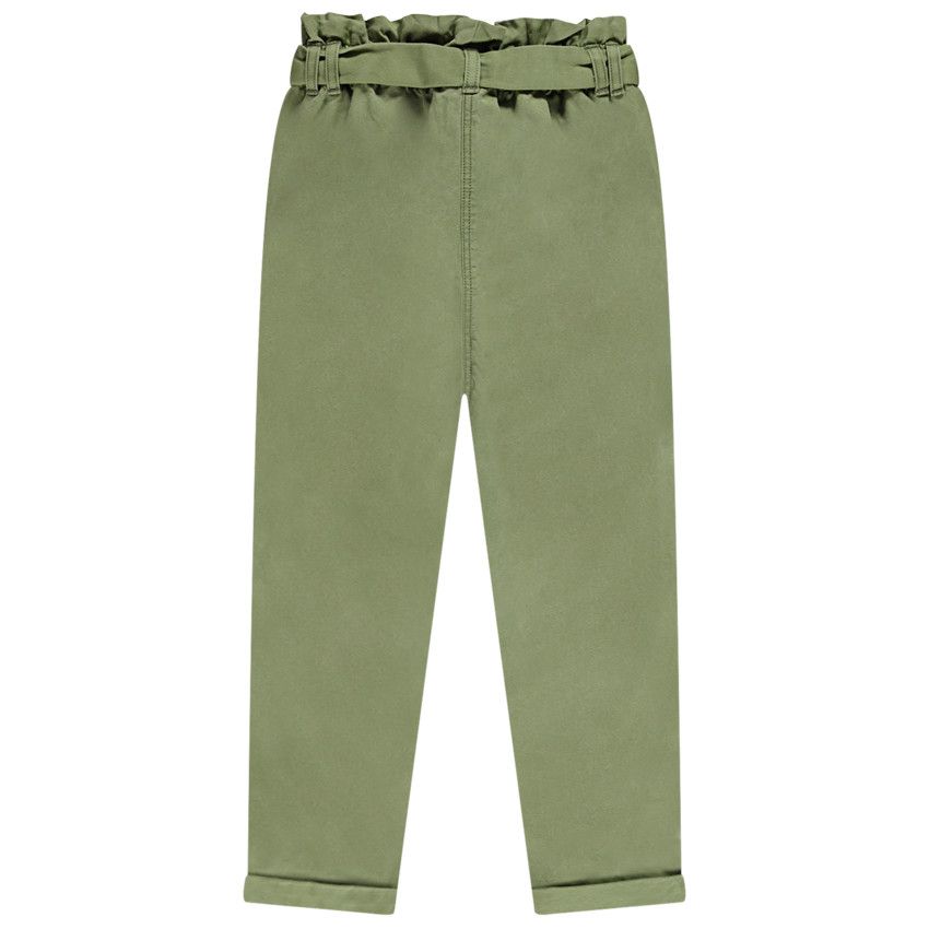 Pantalon paperbag avec ceinture à nouer pour fille - Vert