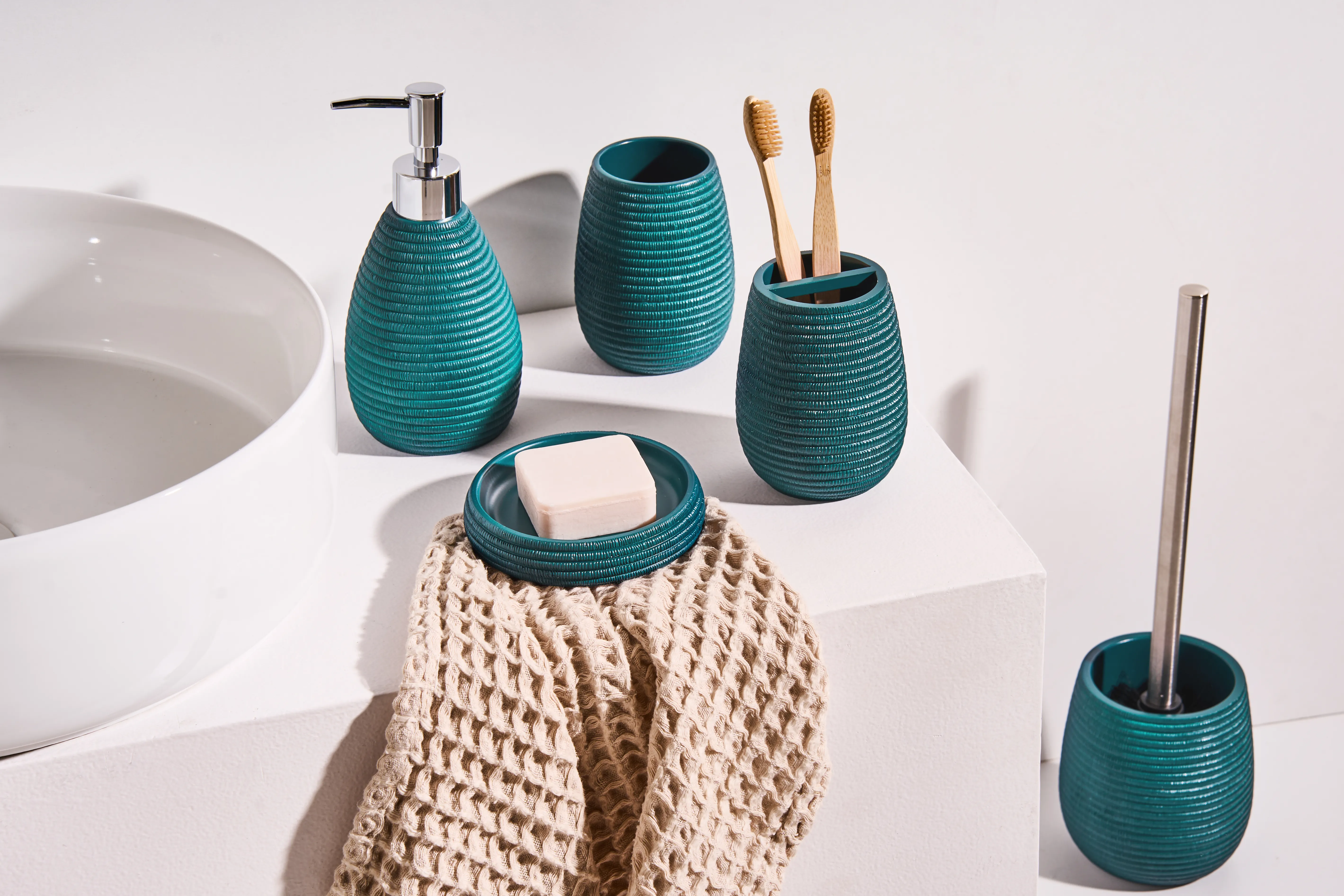 5-delige badkameraccessoireset QUILCA Groenblauw