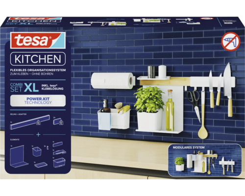 Tesa XL keukenorganizer, wit, 70023-00000-00