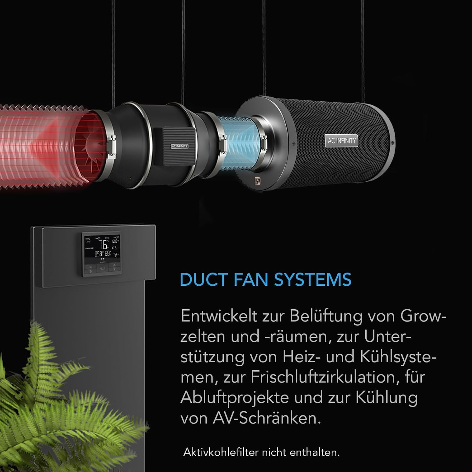 AC Infinity CLOUDLINE PRO T8 – Leises Inline-Lüftersystem 200 mm mit Temperatur-/Feuchtigkeits-VPD-Controller und App-Steuerung, für Grow-Zelte und Hydroponik