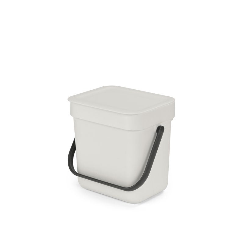 Brabantia afvalbak met deksel dat open blijft staan, 3 liter, hxbxd 17,4 x 18,8 x 13,9 cm, kunststof, lichtgrijs