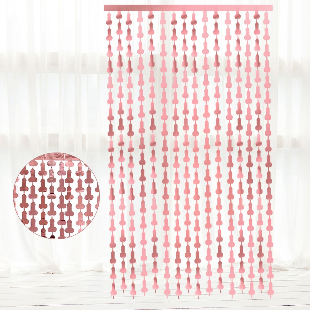 (2x1m) Deko Lametta Funny Vorhang Glänzend für Junggesellinnenabschied / Bachelorette Party - Roségold