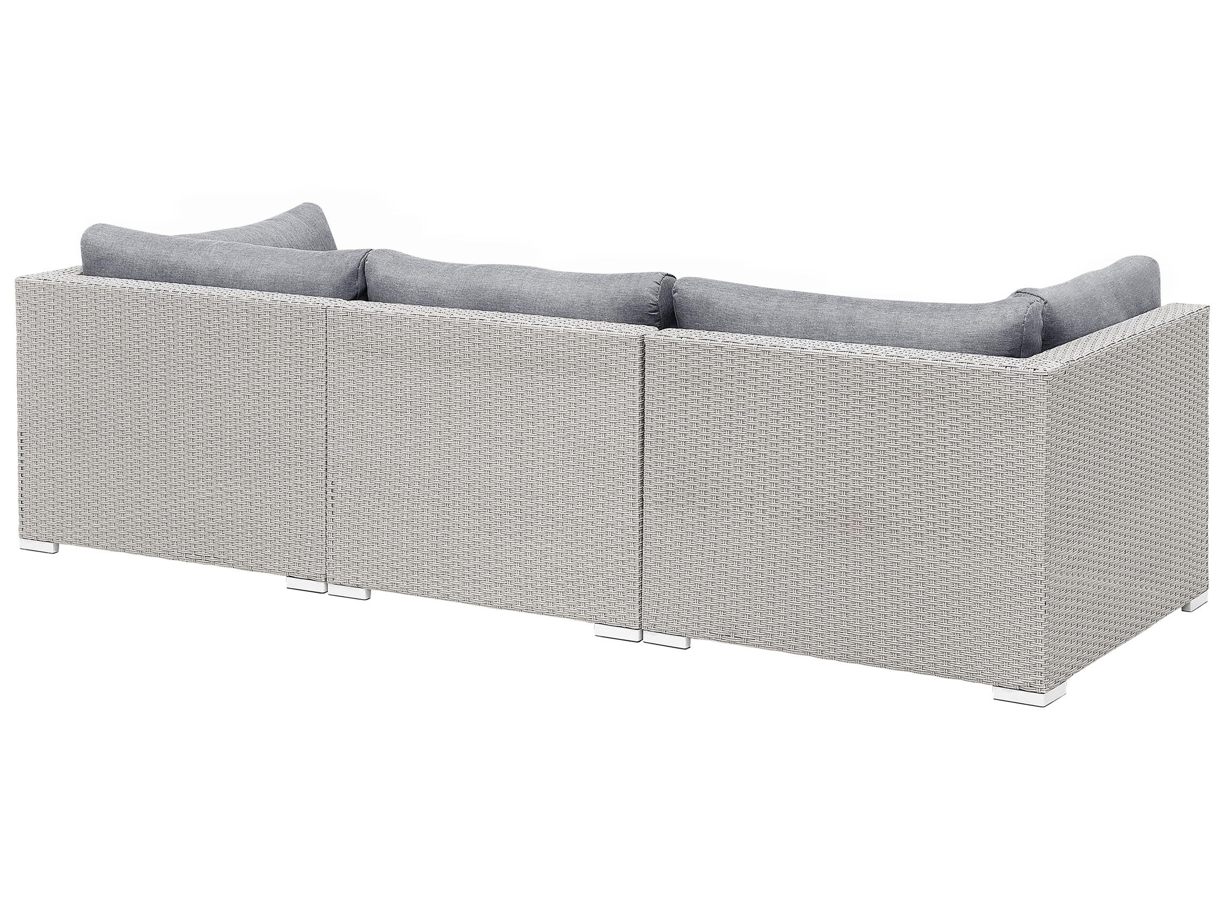 Tuin hoekloungeset met tafel 4-zits SANO II linkszijdig modulair PE rotan Lichtgrijs