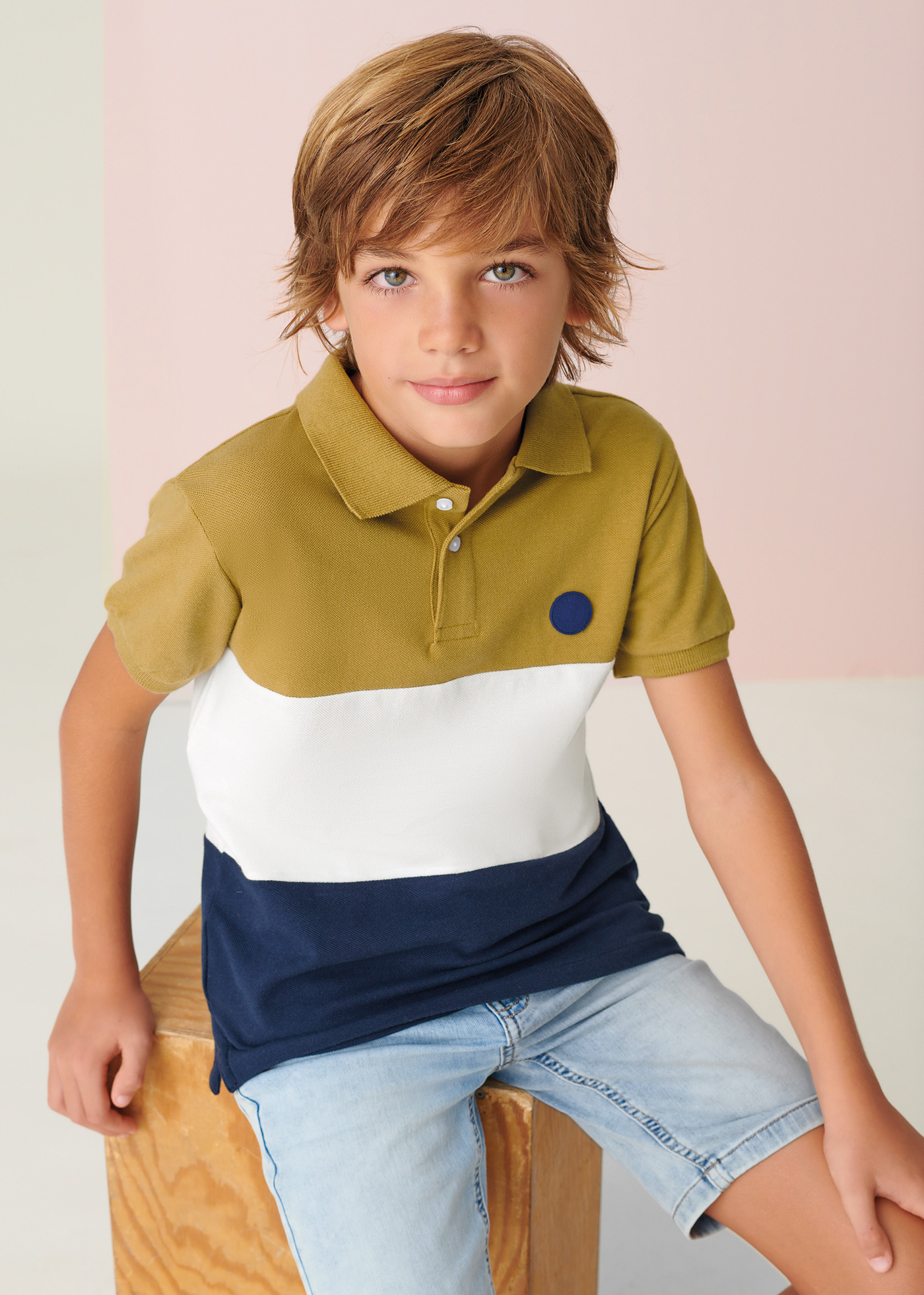 Camisa polo infantil de algodão com estampa
