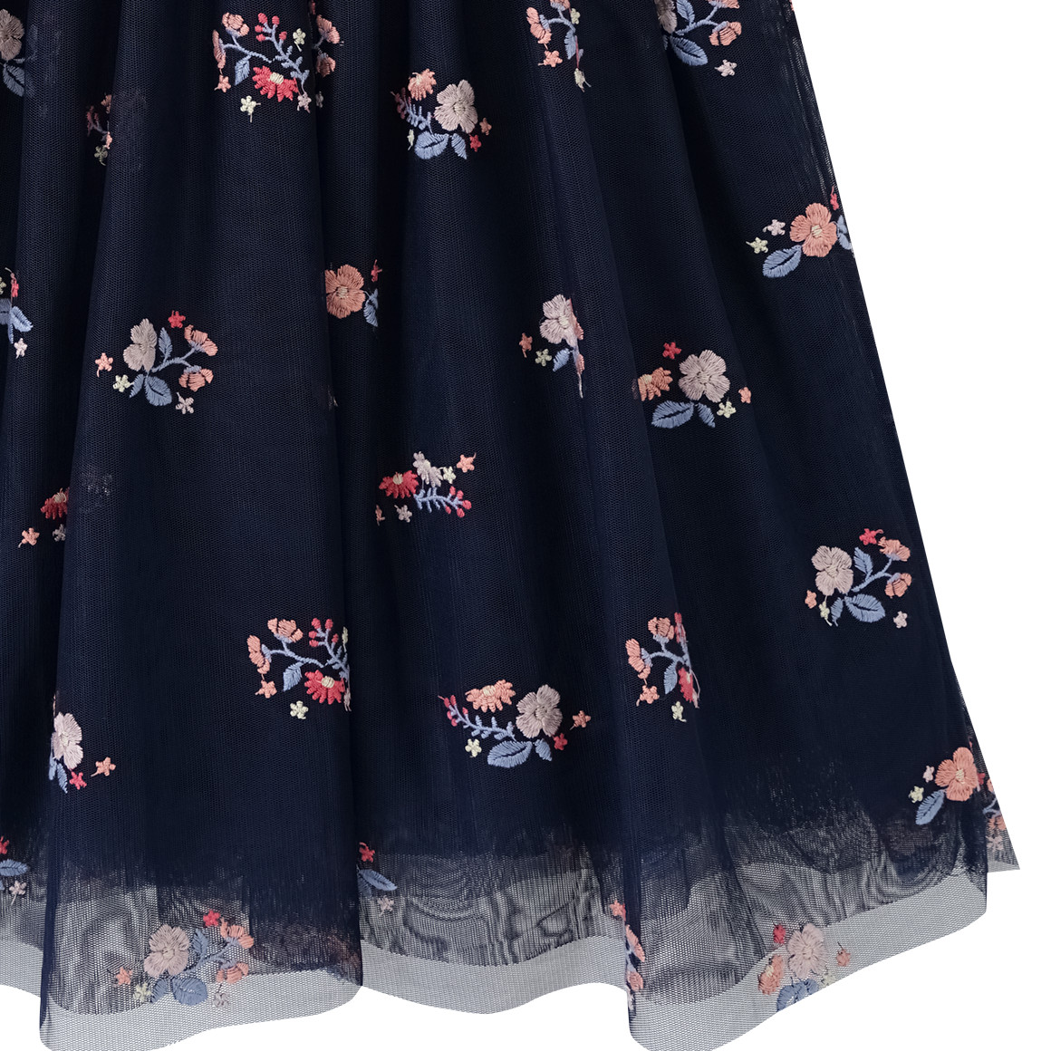 Yigga Festliches Mädchen Kleid mit Stickerei dunkelblau