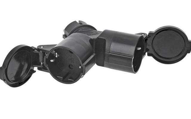 PAT Zweifachsteckdose Schuko schwarz 16 A