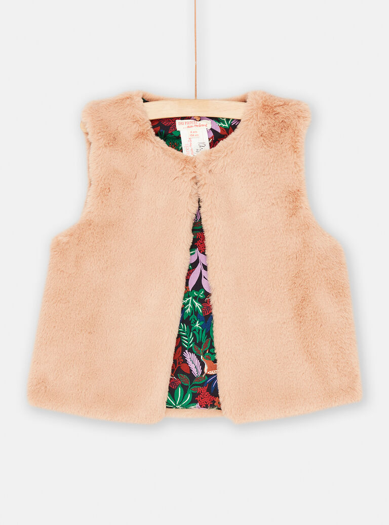 Cardigan noisette sans manches pour fille