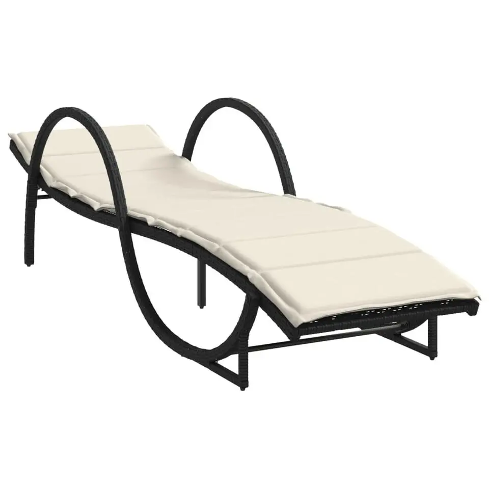 vidaXL - Ligbed - Zwart - Poly rattan
