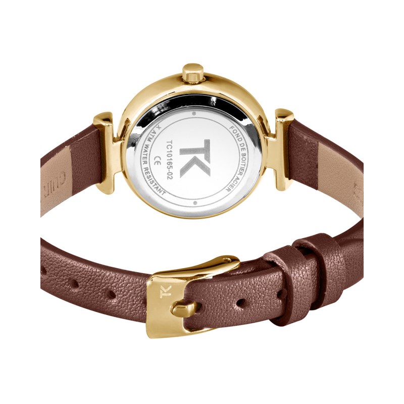 Montre femme analogique Trendy Kiss - Bracelet cuir - Boitier empierré - Adèle