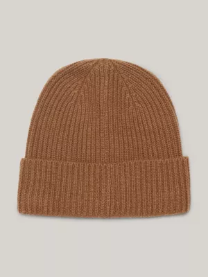 Gorro com placa de bandeira em cashmere elevado