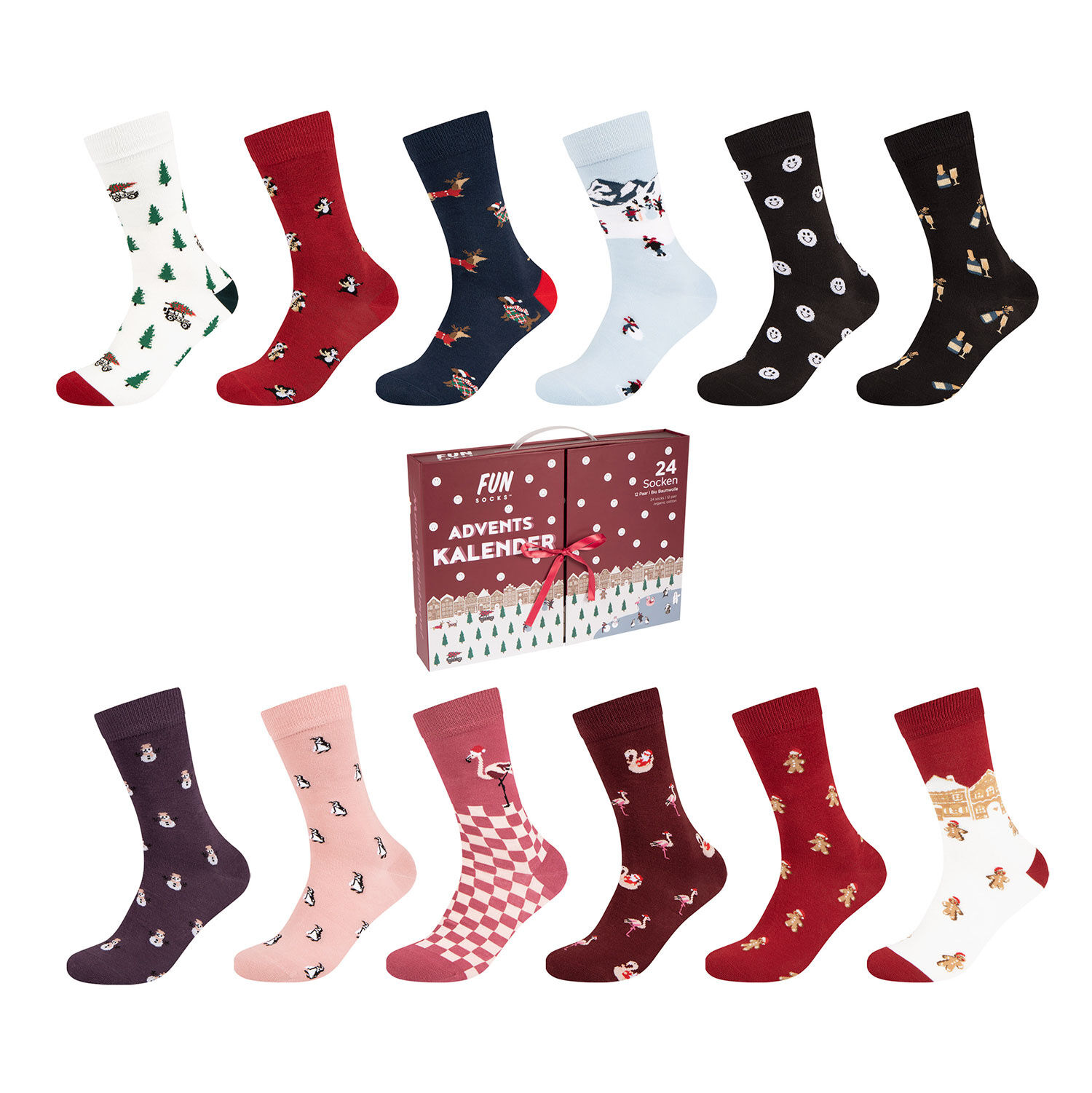 Damen Fun Socks Adventskalender 12er Pack