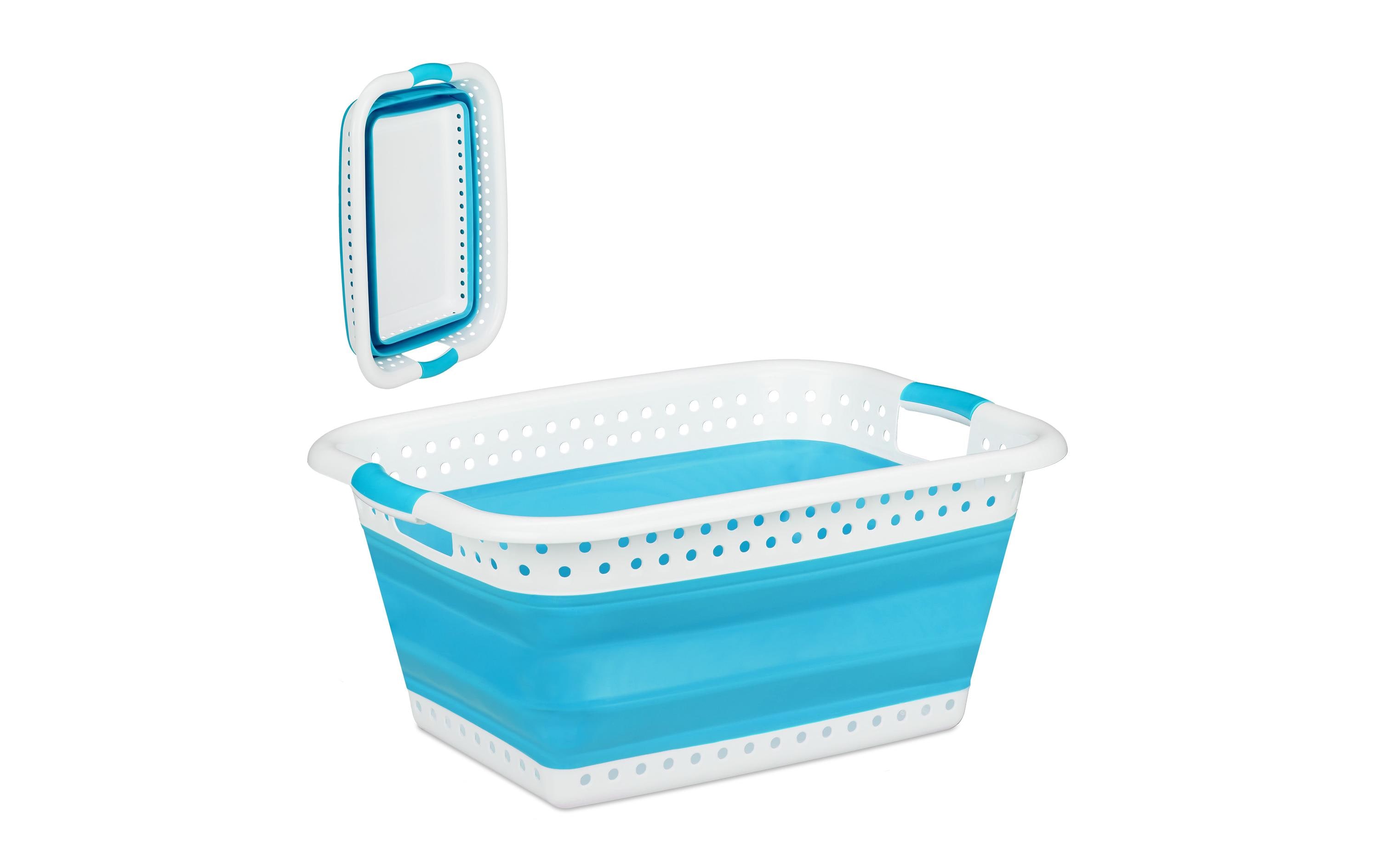 Wäschekorb 37 l, Blau/WeissFaltbarer Wäschekorb
