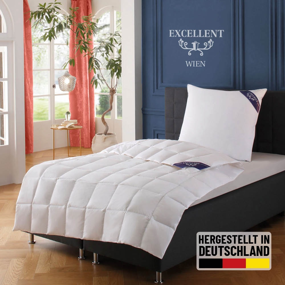 Excellent Daunenbettdecke »Wien, Bettdecken für Sommer und Winter, Decke« extraleicht Füllung 90Daunen10Federn 1 Stk. tlg. Bettdecke 135x200 cm, made in Germany, allergiker geeignet (Hausstaub)