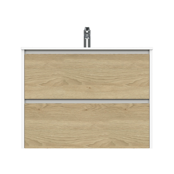 Tiger Reverse Meubelset 80 cm met 2 lades Naturel eik / Mat wit inclusief Oval wastafel Hoogglans wit