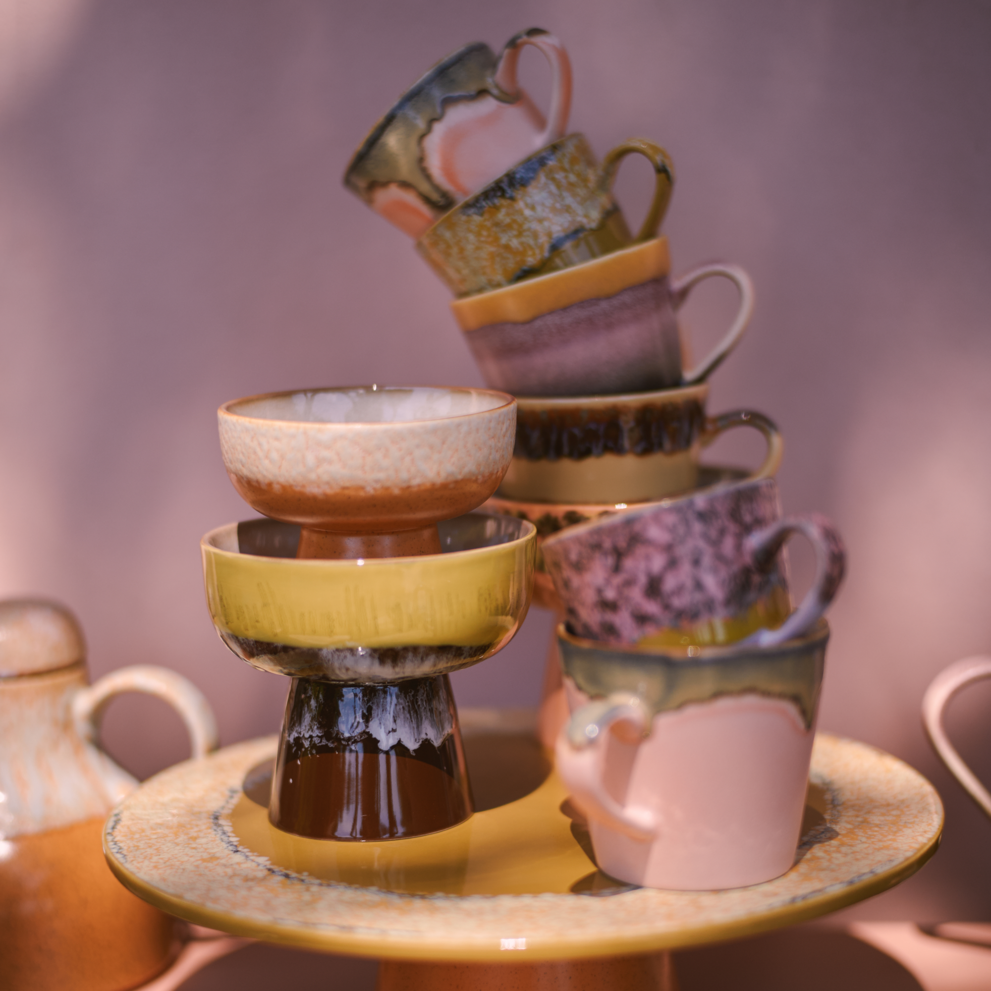 Servies 70s ceramics tapas schaal op voet S dunes