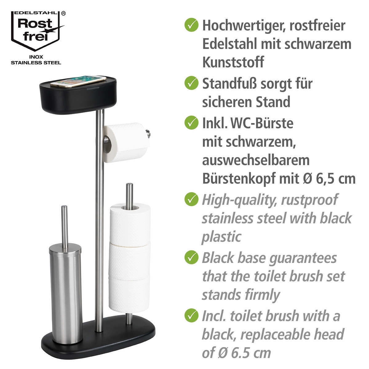 Wenko Rivazza wc-boy met box RVS zwart