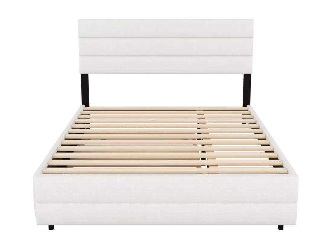 Lit gigogne pour adulte et enfant 140 x 200cm & 90 x 190cm - Lit plate-forme extensible avec 2 tiroirs avec sommier à lattes et tête de lit - blanc