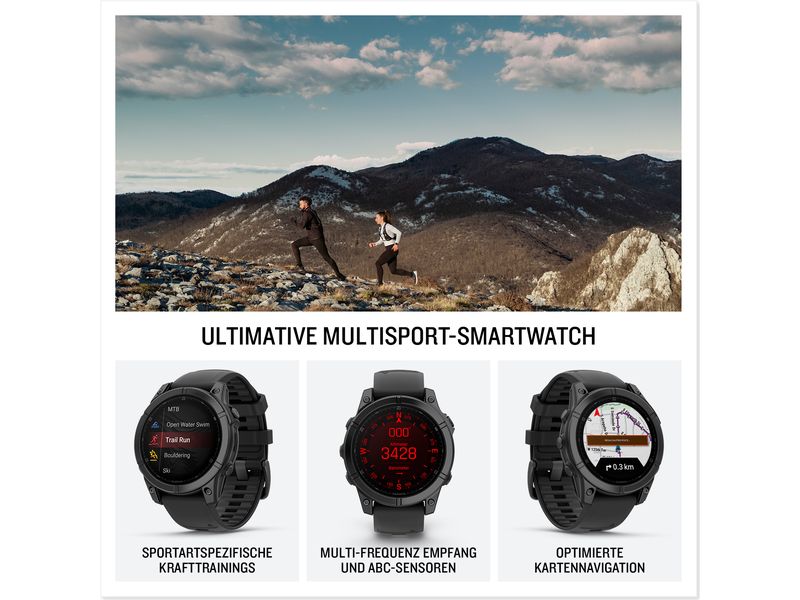 GARMIN Sportuhr Fenix E, 47 mm Schwarz Multisport-Smartwatch