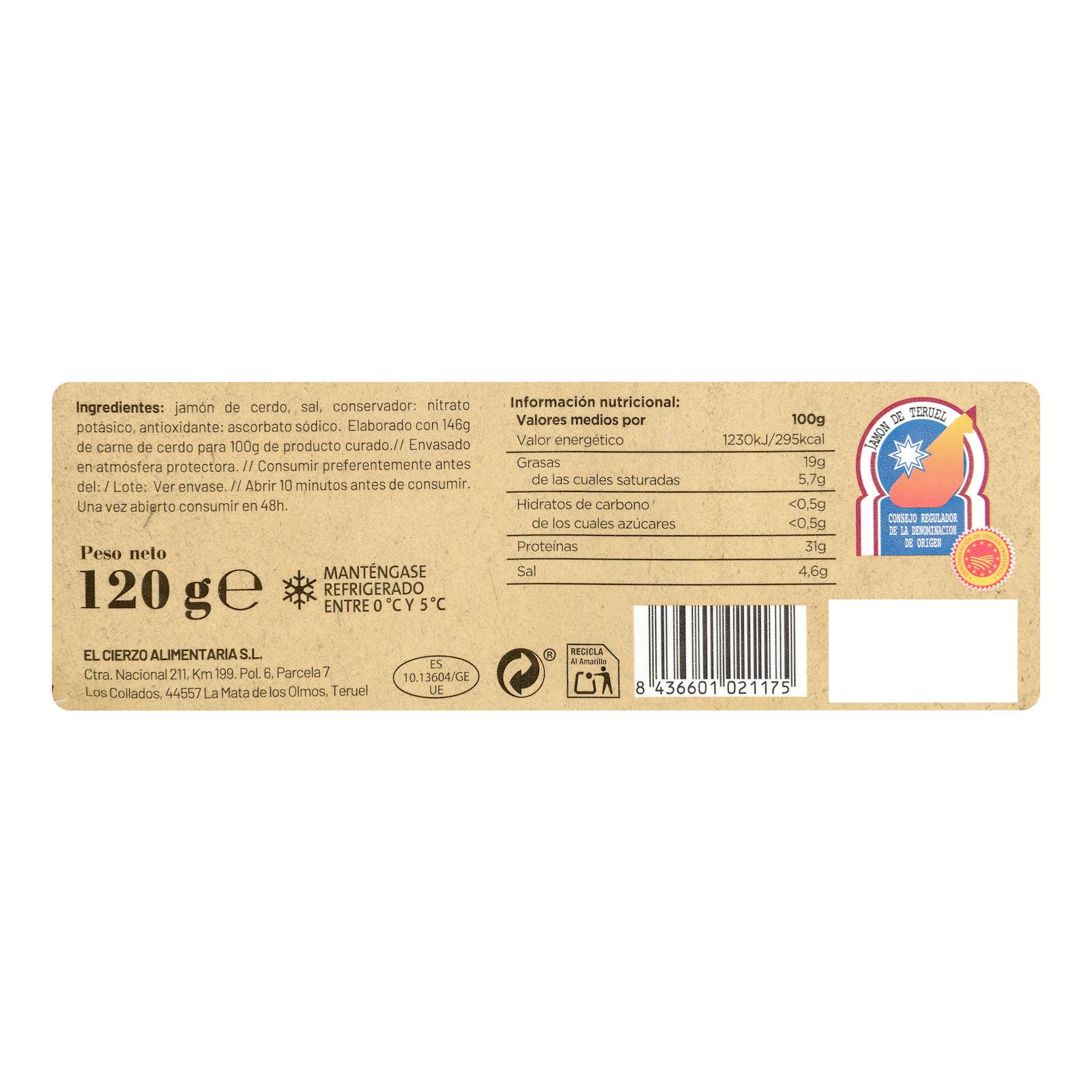 Tranches de jambon de Teruel DOP El Cierzo