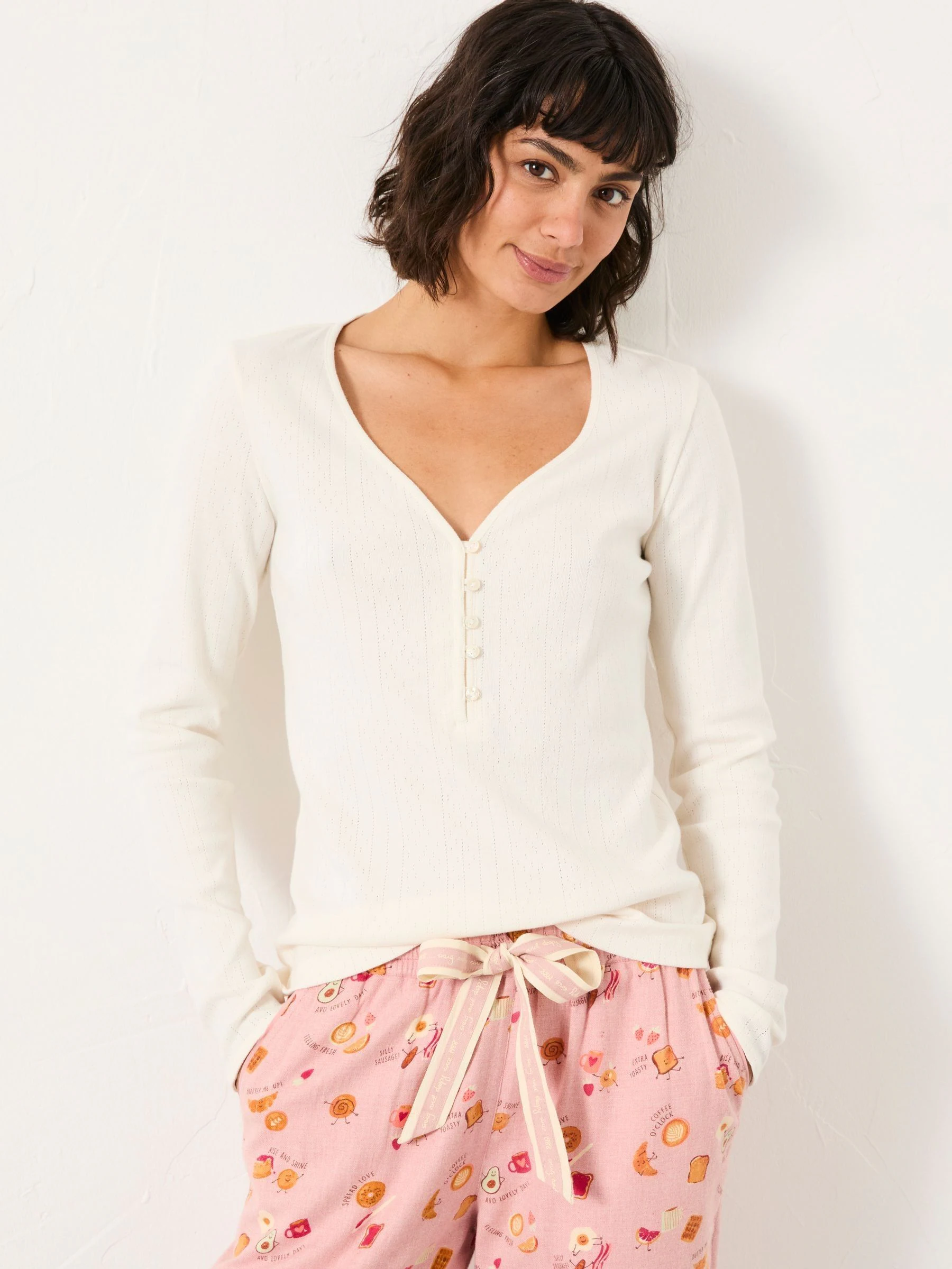 Ivoor - FatFace Pointelle Henley Top