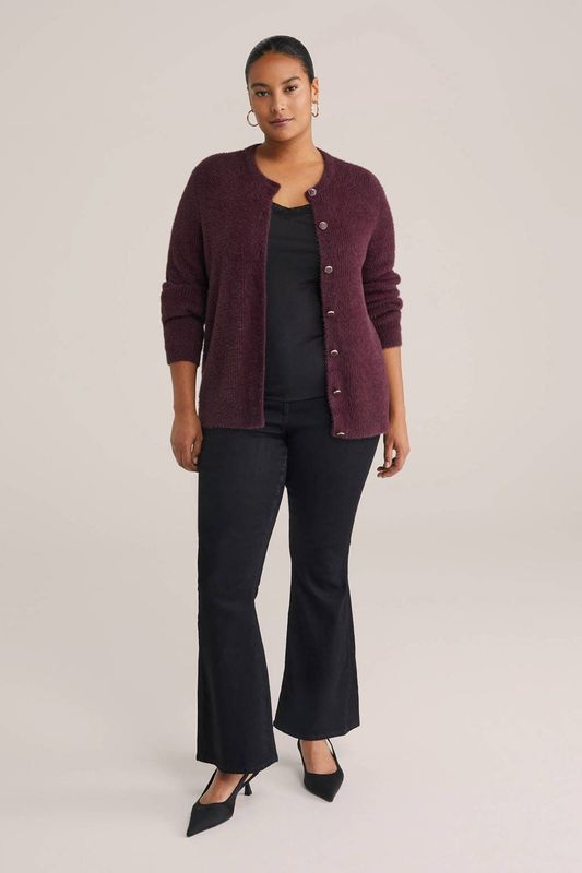 WE Fashion Curve - Cardigan - Donkerrood - Gebreid