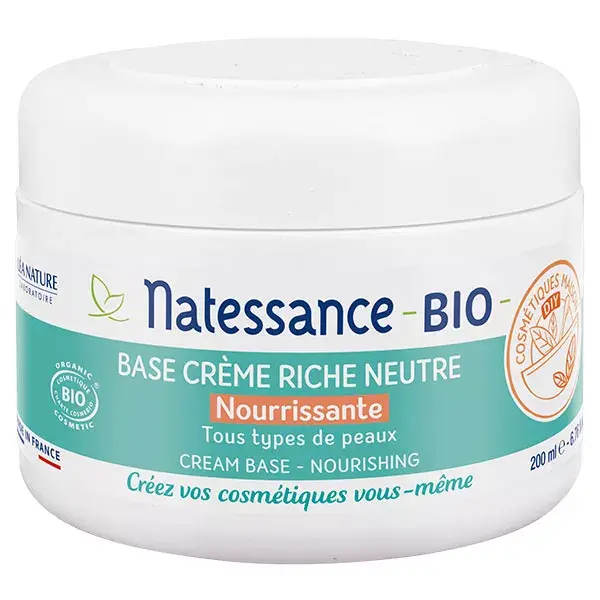 Base cremosa neutra e nutritiva orgânica Natessance DIY 200ml