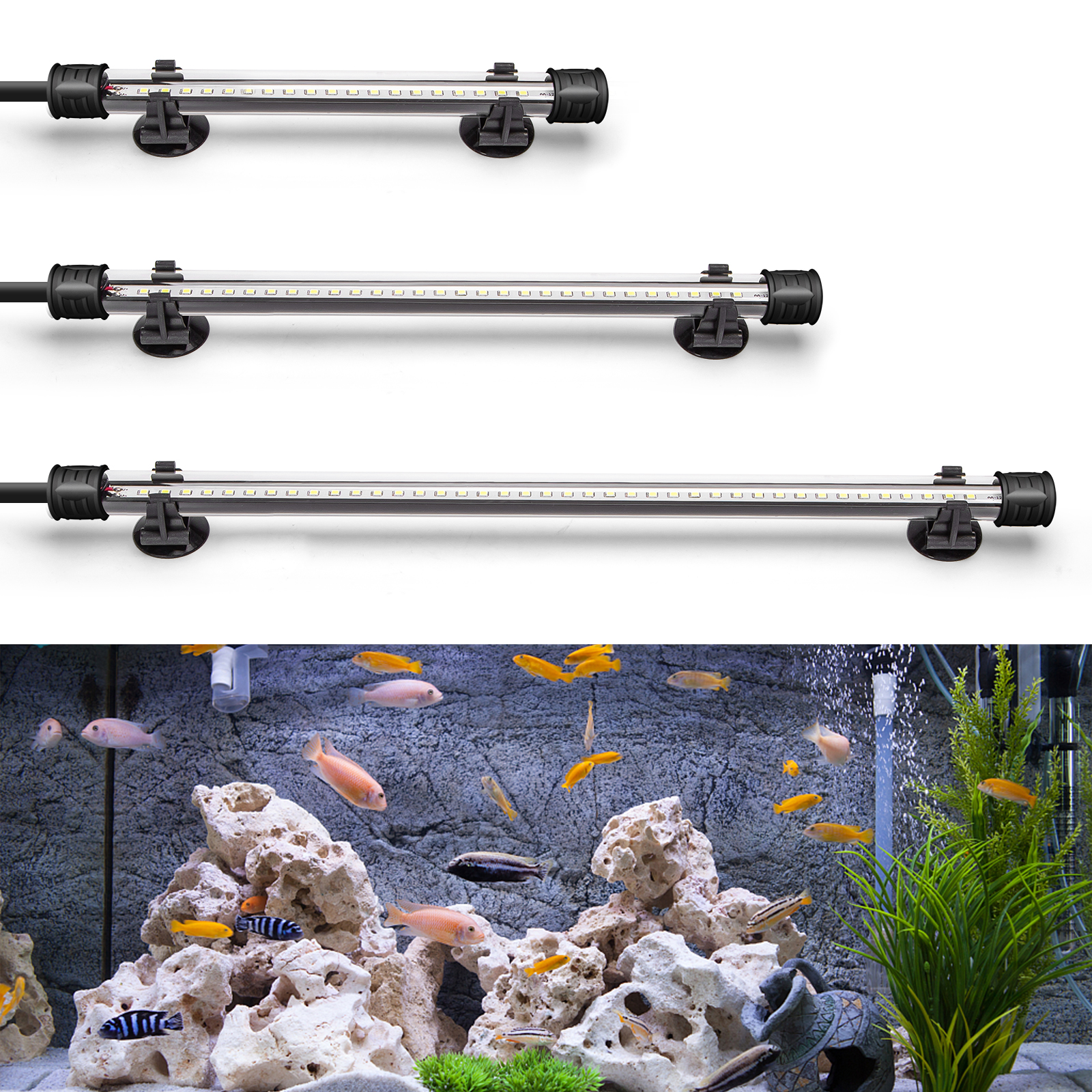 Nobleza - Luminária LED para Aquário, Lâmpada para Aquário com Voltagem Variável e Comprimento de Onda (1,5W 30cm, Luz Branca)