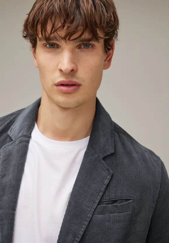 Garment dye Cordblazer - graphite grey