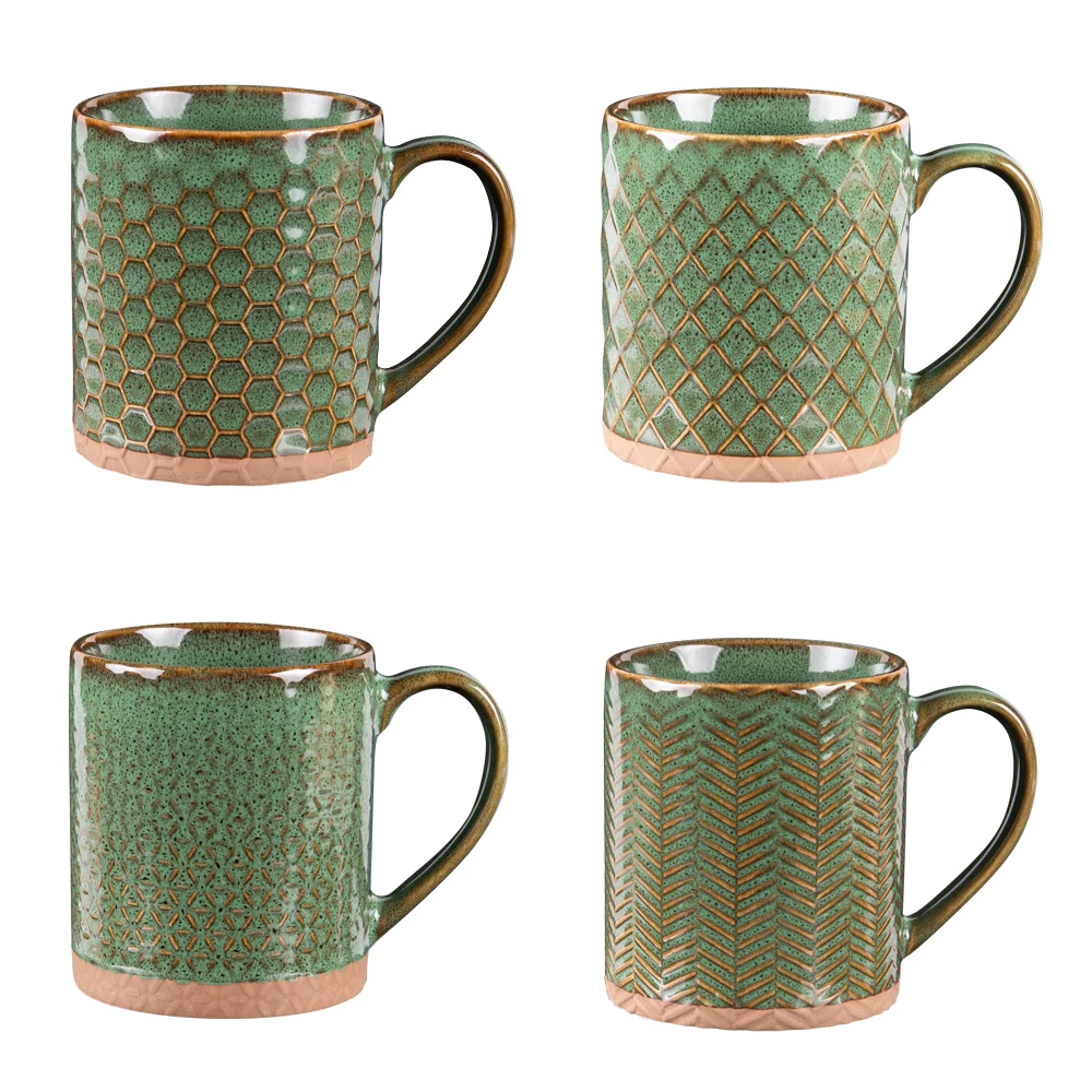 Coffret de 4 mugs Jaspe 35 cl vert Table passion