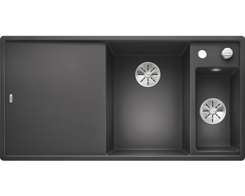 Blanco AXIA III 6 S spoelbak, 1000 x 510 mm, rotsgrijs, 523473, 1 bak, bak rechts, met bijzetbak en afdruiprek