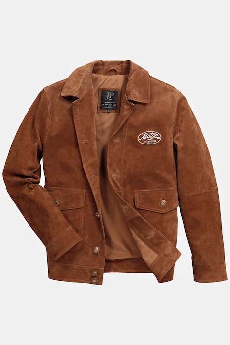 Lederjacke, Leder, Knopfleiste, 2-Wege Taschen