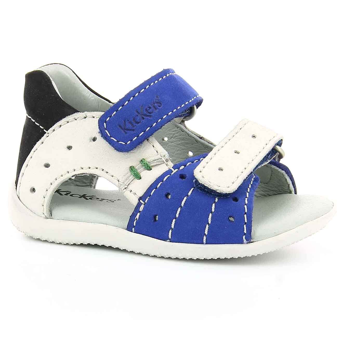 Kickers Sandales Bébé en Cuir bleu/blanc/noir
