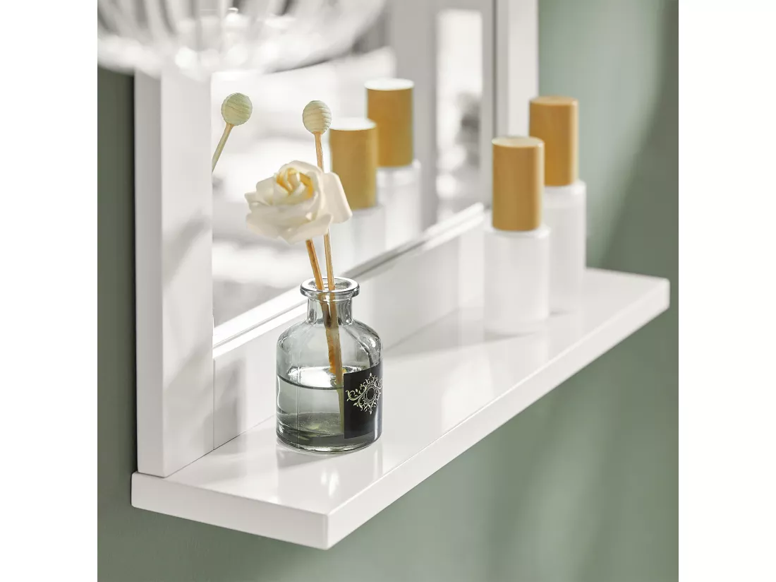 Miroir Mural Meuble Salle de Bain avec 1 étage plateau L40xP10xH49cm- Blanc SoBuy FRG129-W