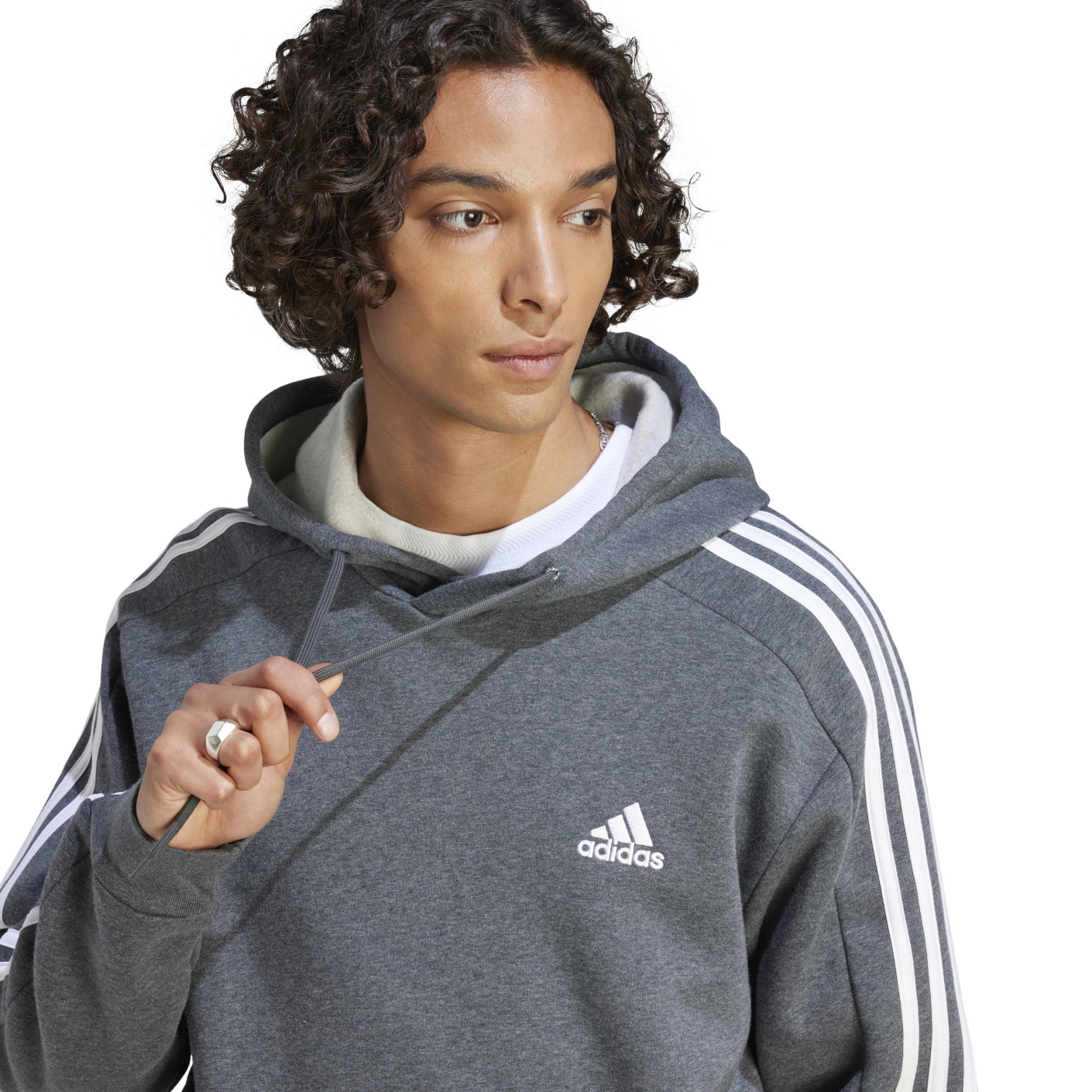 Adidas Essentials Fleece Hoodie Donkergrijs Wit