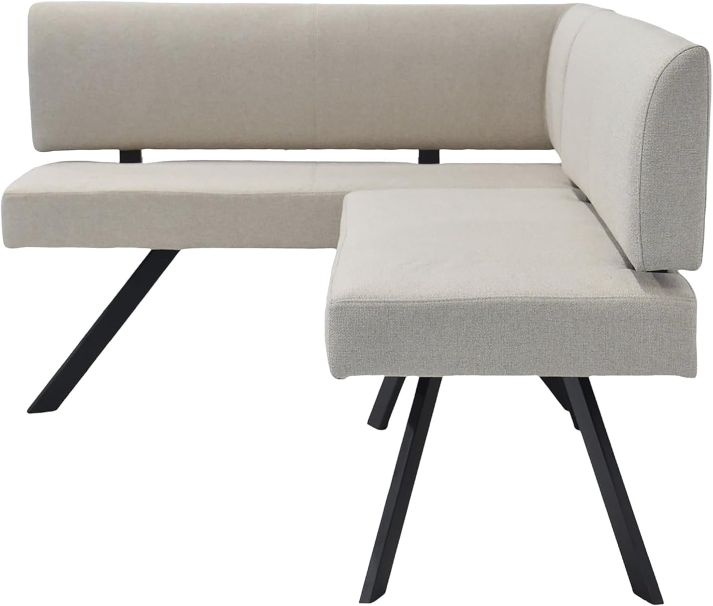 byLIVING Eckbank Toronto, Bezug in Taupe, Gestell in schwarz, L-Form Langer Schenkel rechts, Taschenfederkern, Küchenbank, Speisezimmerbank, Maße: B 182, H 85, T 128 cm