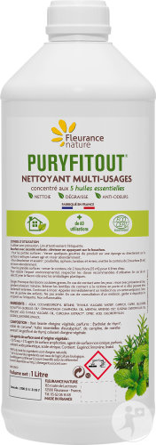Fleurance Nature Puryfitout Nettoyant Multi-Usages Eco Détergent Flacon 1l