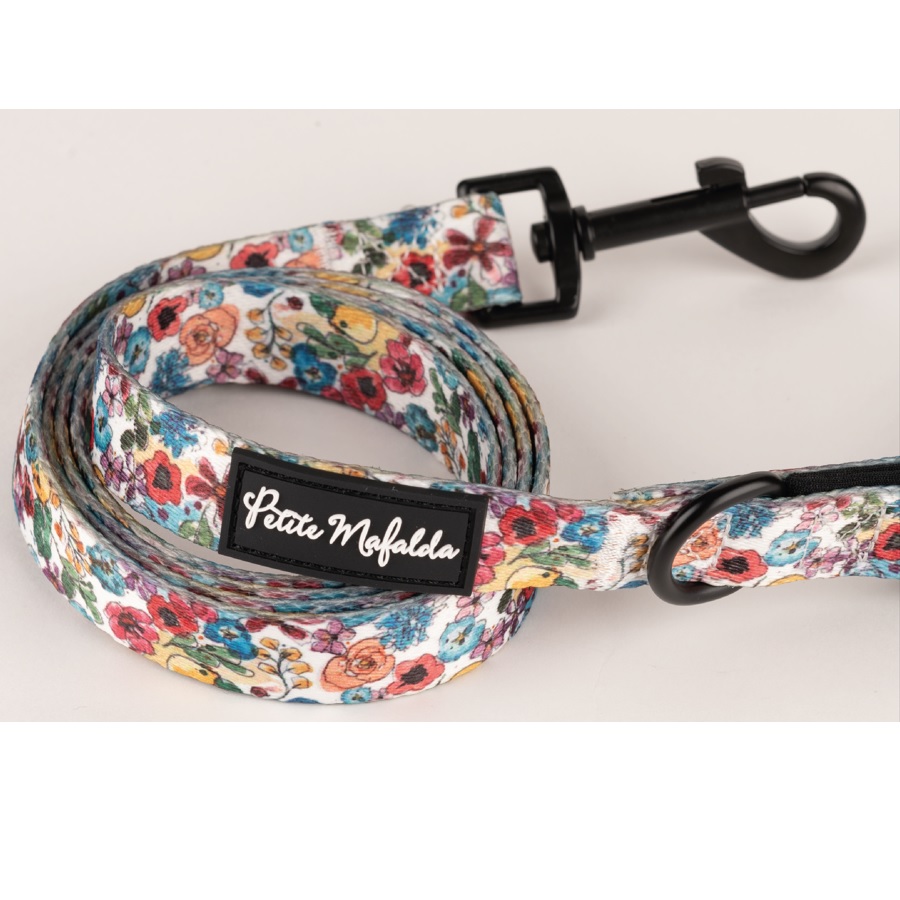Guia para cães Petite Mafalda com estampa floral azul