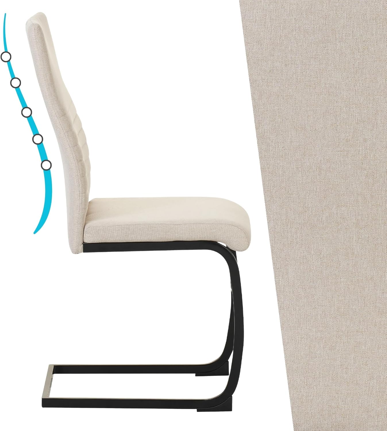 Albatros Freischwinger Stuhl TURANO 4er Set, Beige - Esszimmerstuhl Schwingstuhl mit Modernem Design, Stoff-Bezug, Dicke Polsterung - Küchenstuhl, Polster-Stuhl Esszimmer, Esstisch Stuhl