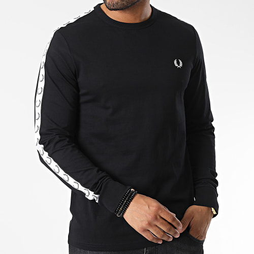 Tee Shirt Manches Longues A Bandes Taped M4621 Noir