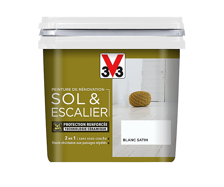 Peinture de rénovation sol et escalier V33 blanc satin 0,75L