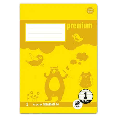 Staufen Premium Schulheft Lin1 A4 32 Blatt 90g/qm 5/5/5mm liniert farbig