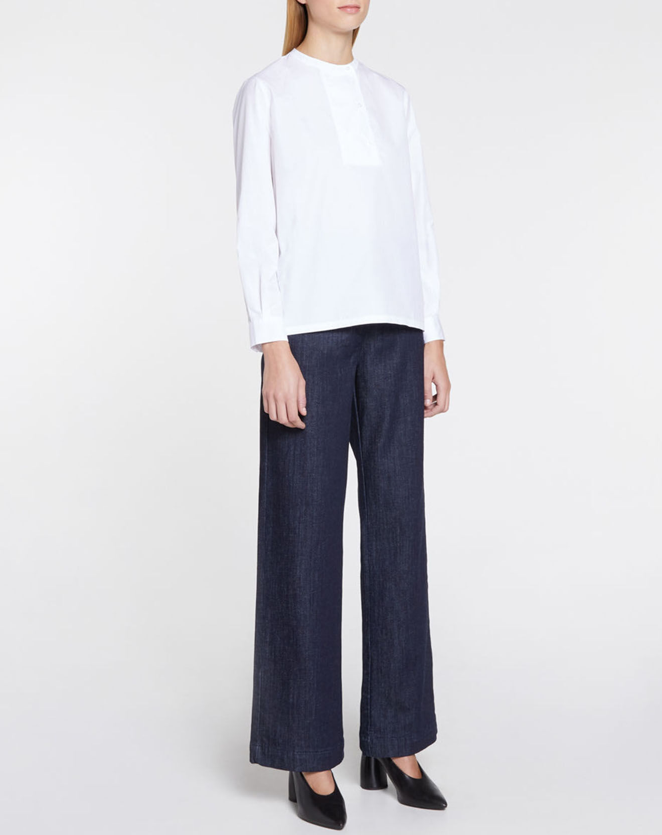 Galeries Lafayette Blouse en Coton Genoise droite blanche