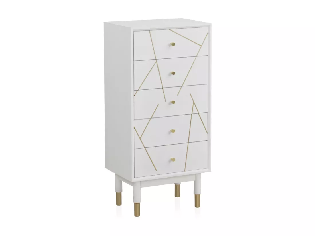 Commode 5 tiroirs laquée blanche